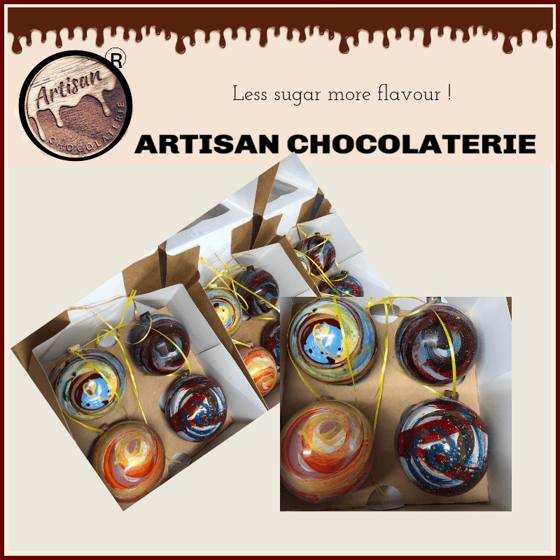 HANDPAINTED CHOCOLATE CHRISTMAS  BAUBLES